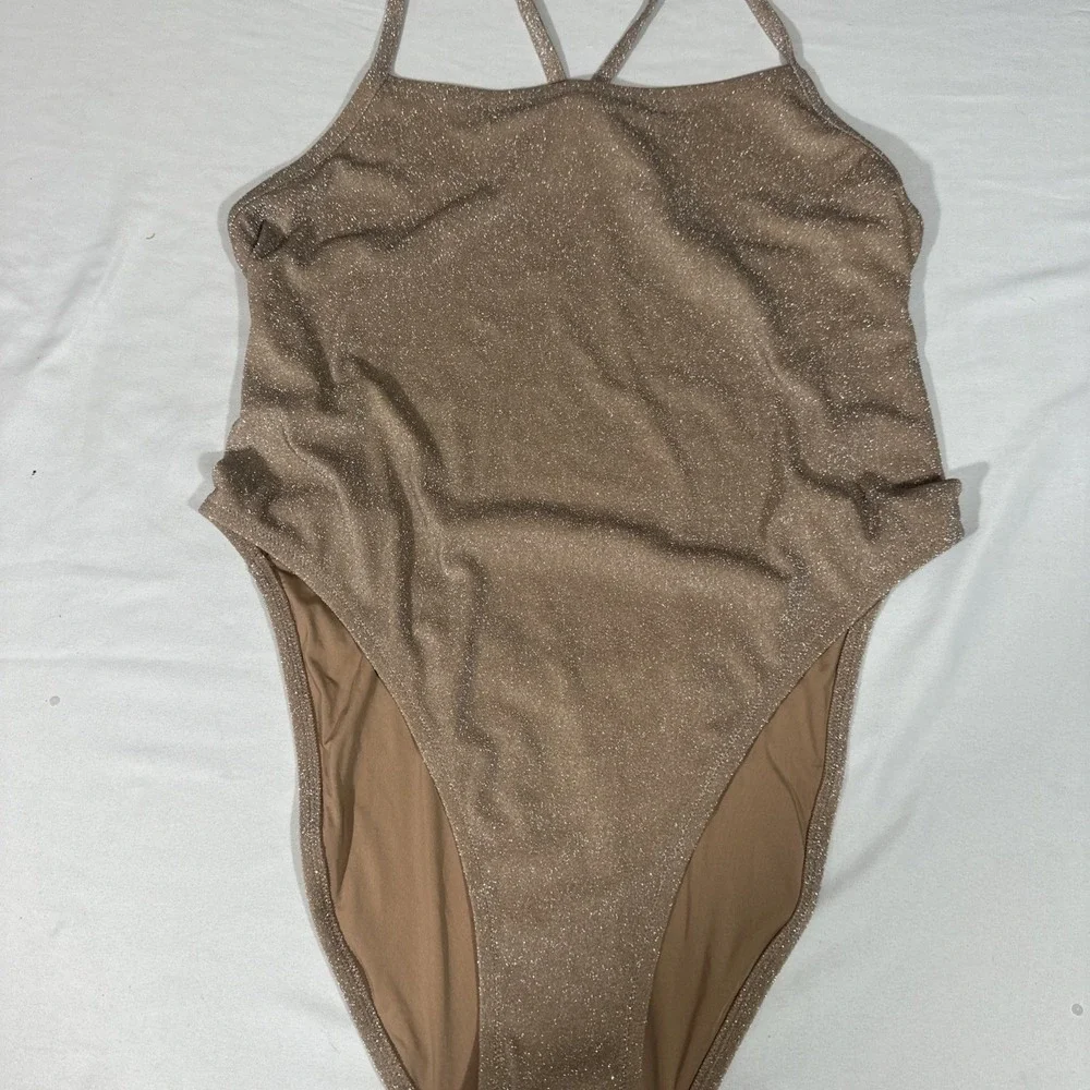 NWT $58 SKIMS [ PLUS 3X ] Glitter Swim‎ One-Piece Swimsuit in Sienna T2132